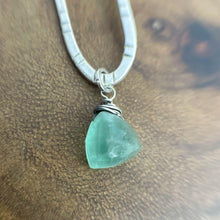 Load image into Gallery viewer, Joanna Craft Jewelry Proudly Handmade in California, USA Elongated Hoop with Fluorite Drop
