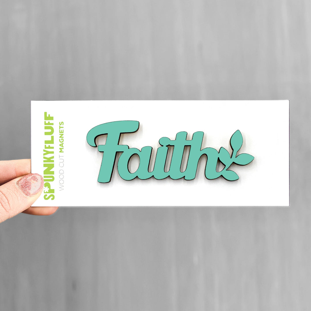 Spunky Fluff Proudly handmade in South Dakota, USA Faith-Tiny Word Magnet