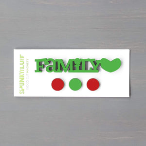 Spunky Fluff Proudly handmade in South Dakota, USA Christmas Traditional Family-Tiny Word Magnet Set