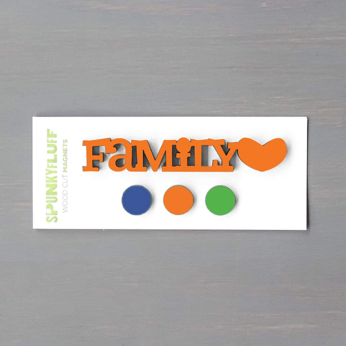 Spunky Fluff Proudly handmade in South Dakota, USA Everyday Brights Family-Tiny Word Magnet Set