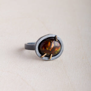 Silver and Salt Proudly Handmade in Washington, USA Fortitude - Fire Agate Ring
