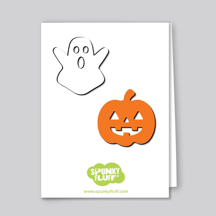 Spunky Fluff Proudly handmade in South Dakota, USA Ghost and Jack-O-Lantern Magnets, Small