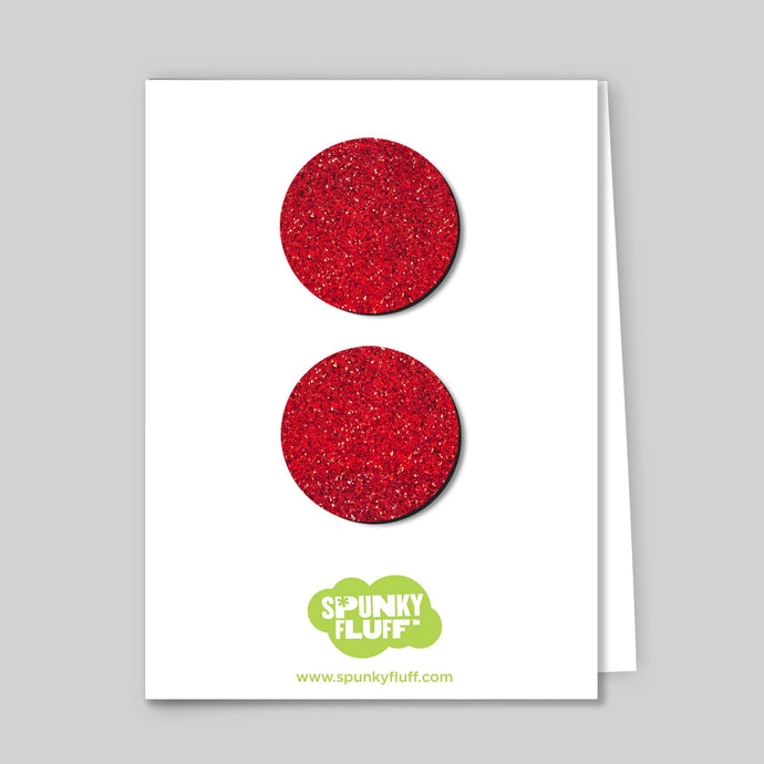Spunky Fluff Proudly handmade in South Dakota, USA Red Glitter Dot Magnet Set, Large