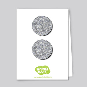 Spunky Fluff Proudly handmade in South Dakota, USA Silver Glitter Dot Magnet Set, Large