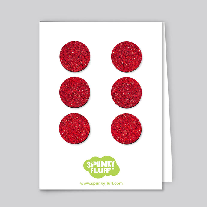 Spunky Fluff Proudly handmade in South Dakota, USA Red Glitter Dot Magnet Set, Small