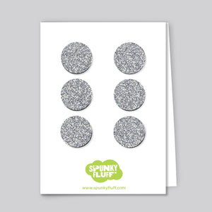 Spunky Fluff Proudly handmade in South Dakota, USA Silver Glitter Dot Magnet Set, Small