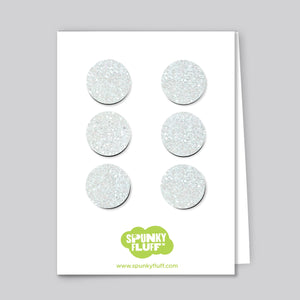 Spunky Fluff Proudly handmade in South Dakota, USA White Glitter Dot Magnet Set, Small