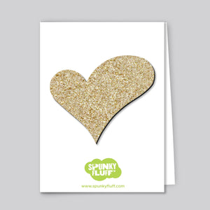 Spunky Fluff Proudly handmade in South Dakota, USA Gold Glitter Heart Magnets