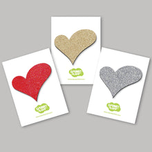 Load image into Gallery viewer, Spunky Fluff Proudly handmade in South Dakota, USA Glitter Heart Magnets
