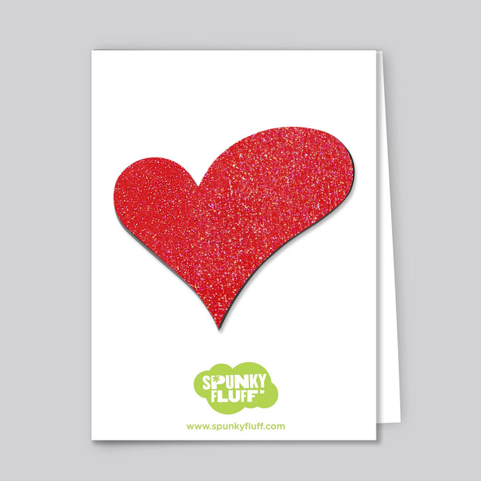 Spunky Fluff Proudly handmade in South Dakota, USA Red Glitter Heart Magnets
