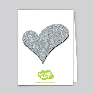 Spunky Fluff Proudly handmade in South Dakota, USA Silver Glitter Heart Magnets