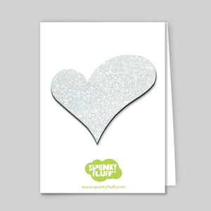 Spunky Fluff Proudly handmade in South Dakota, USA White Glitter Heart Magnets