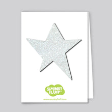 Load image into Gallery viewer, Spunky Fluff Proudly handmade in South Dakota, USA White Glitter Glitter Star Magnets
