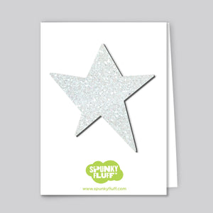 Spunky Fluff Proudly handmade in South Dakota, USA White Glitter Glitter Star Magnets