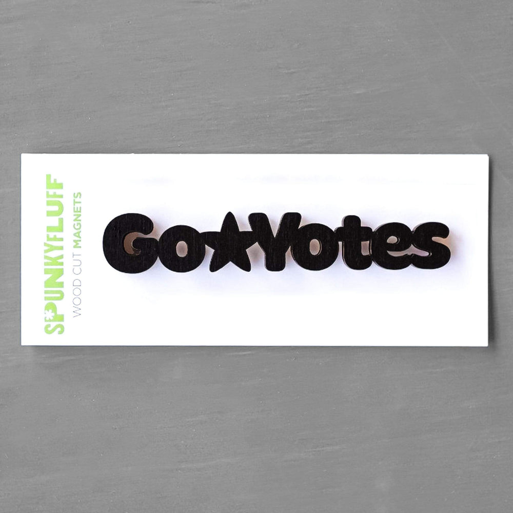 Spunky Fluff Proudly handmade in South Dakota, USA Magnet / Black Go Yotes-Tiny Word Magnet
