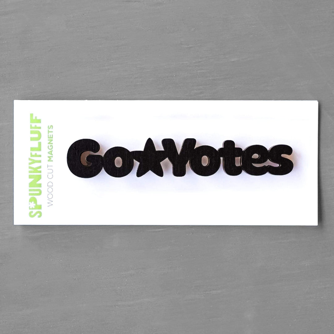 Spunky Fluff Proudly handmade in South Dakota, USA Magnet / Black Go Yotes-Tiny Word Magnet