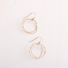 Load image into Gallery viewer, Original Hardware Proudly Handmade in Colorado, USA Gold Shimmer Organic Circle Earrings
