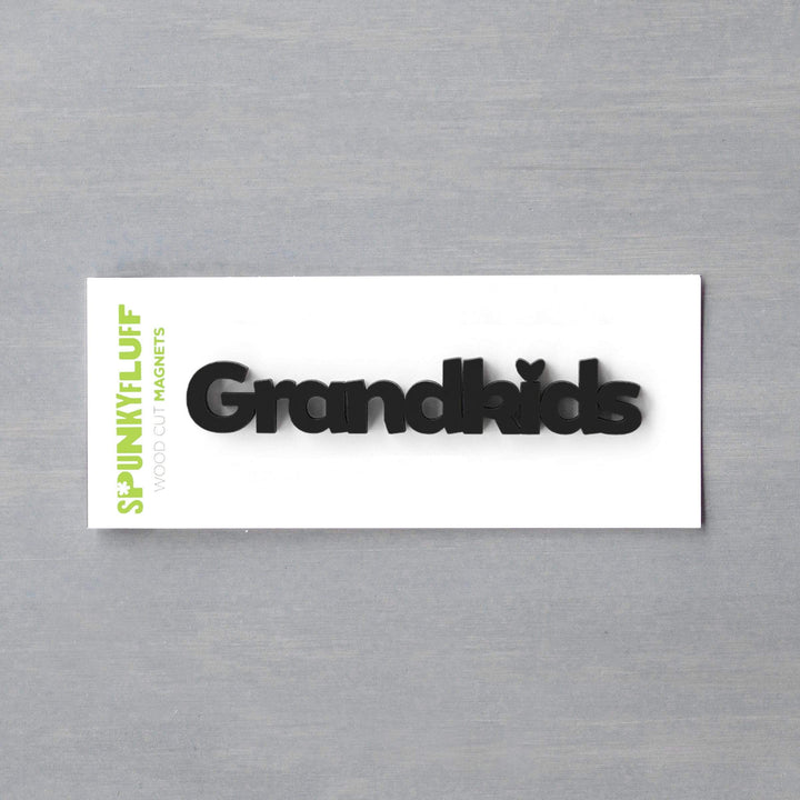 Spunky Fluff Proudly handmade in South Dakota, USA Black Grandkids-Tiny Word Magnet
