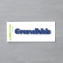 Load image into Gallery viewer, Spunky Fluff Proudly handmade in South Dakota, USA Cobalt Blue Grandkids-Tiny Word Magnet
