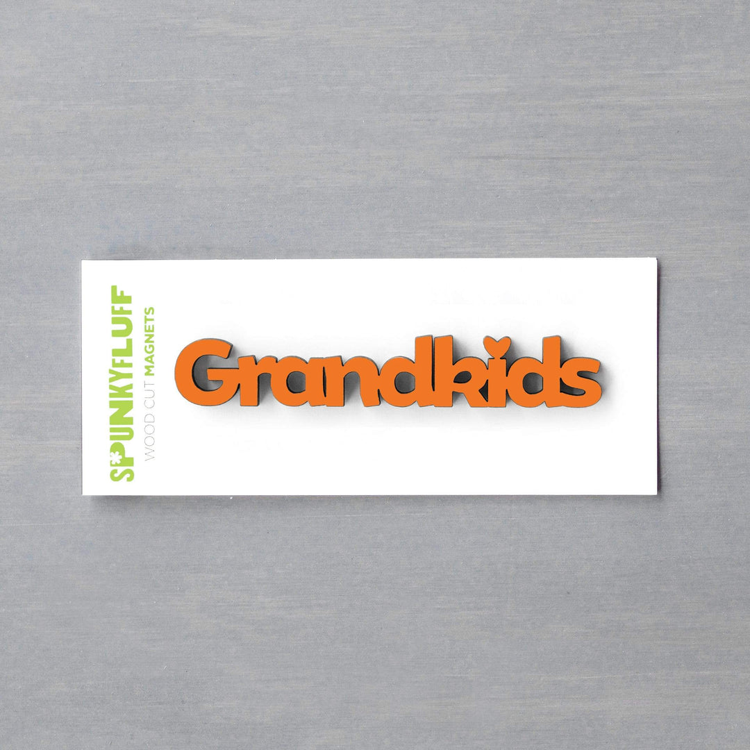 Spunky Fluff Proudly handmade in South Dakota, USA Orange Grandkids-Tiny Word Magnet
