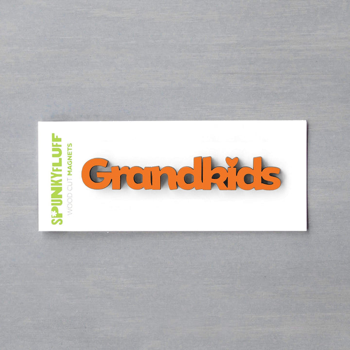 Spunky Fluff Proudly handmade in South Dakota, USA Orange Grandkids-Tiny Word Magnet