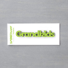 Load image into Gallery viewer, Spunky Fluff Proudly handmade in South Dakota, USA Pear Green Grandkids-Tiny Word Magnet
