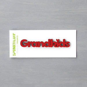 Spunky Fluff Proudly handmade in South Dakota, USA Red Grandkids-Tiny Word Magnet