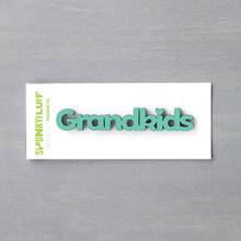 Load image into Gallery viewer, Spunky Fluff Proudly handmade in South Dakota, USA Turquoise Grandkids-Tiny Word Magnet
