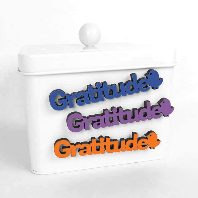 Spunky Fluff Proudly handmade in South Dakota, USA Orange Gratitude-Tiny Word Magnet