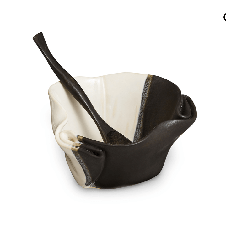 Hilborn Pottery Proudly Handmade in Ontario, CA Black/White Guacamole Bowl