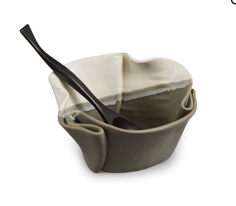 Hilborn Pottery Proudly Handmade in Ontario, CA Grey/White Guacamole Bowl