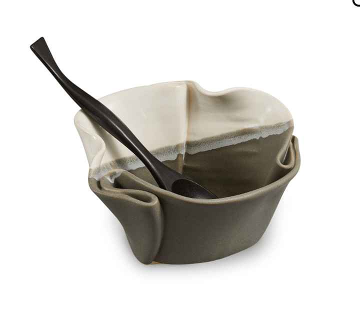 Hilborn Pottery Proudly Handmade in Ontario, CA Grey/White Guacamole Bowl