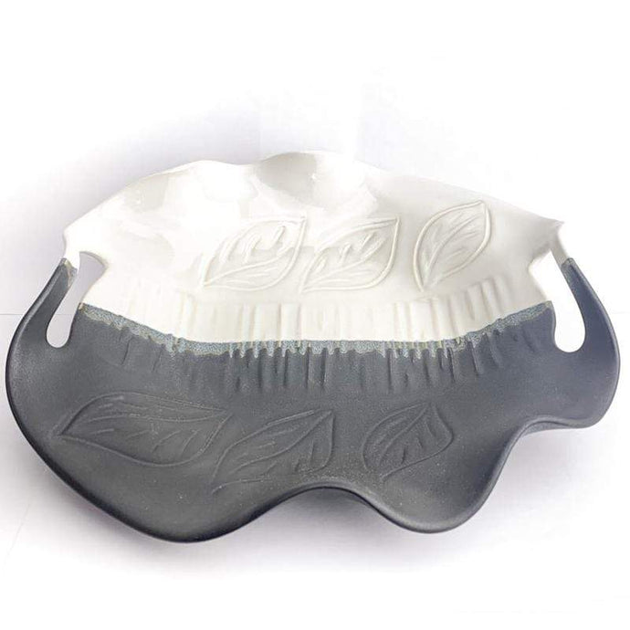 Hilborn Pottery Proudly Handmade in Ontario, CA Black & White Hand Carved Ceramic Platter