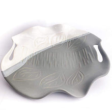 Load image into Gallery viewer, Hilborn Pottery Proudly Handmade in Ontario, CA Grey &amp; White Hand Carved Ceramic Platter
