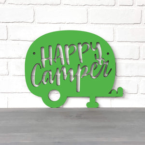 Spunky Fluff Proudly handmade in South Dakota, USA Small / Grass Green Happy Camper (Drop Font)