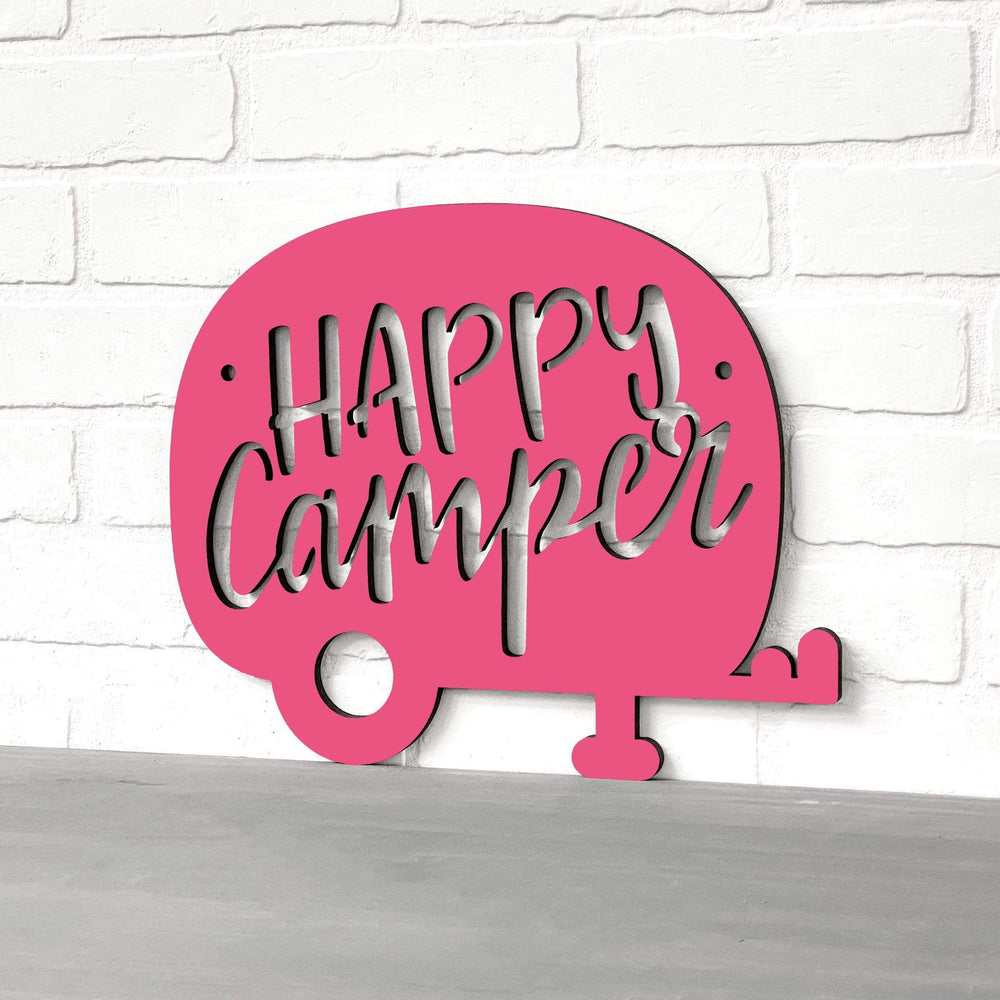 Spunky Fluff Proudly handmade in South Dakota, USA Small / Magenta Happy Camper (Drop Font)