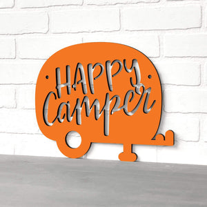 Spunky Fluff Proudly handmade in South Dakota, USA Small / Orange Happy Camper (Drop Font)