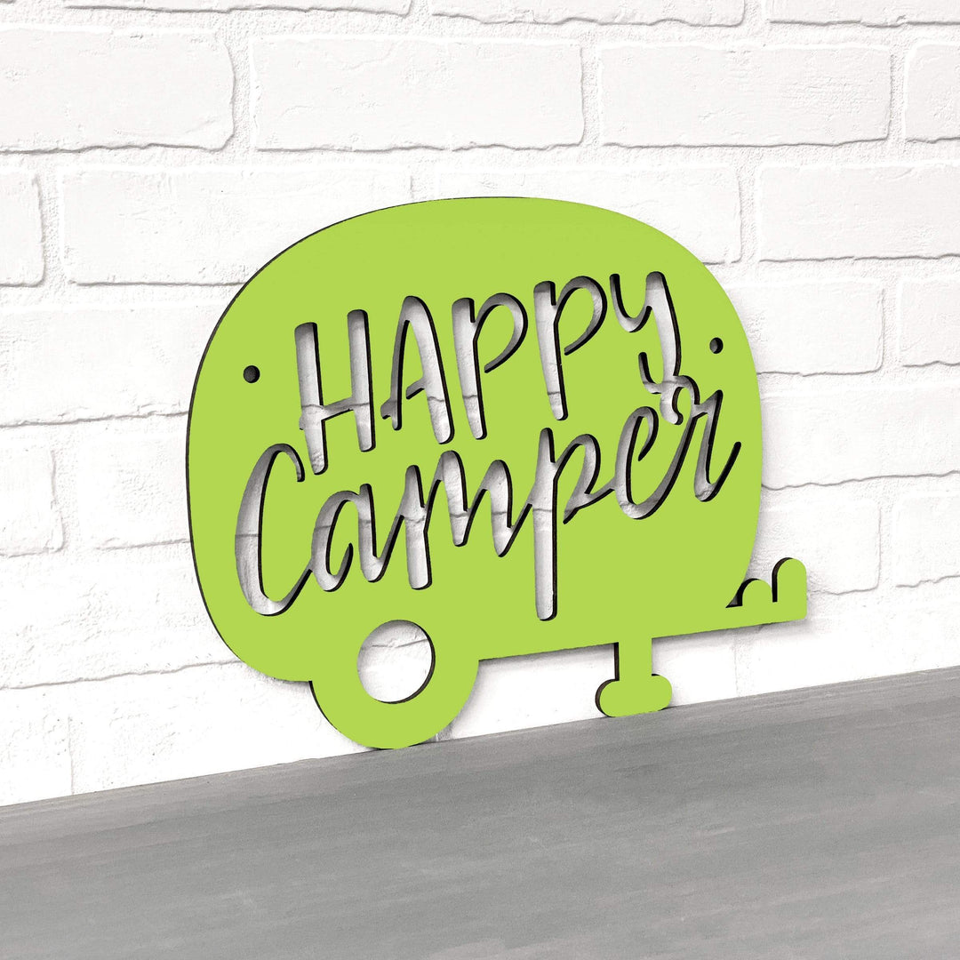 Spunky Fluff Proudly handmade in South Dakota, USA Small / Pear Green Happy Camper (Drop Font)