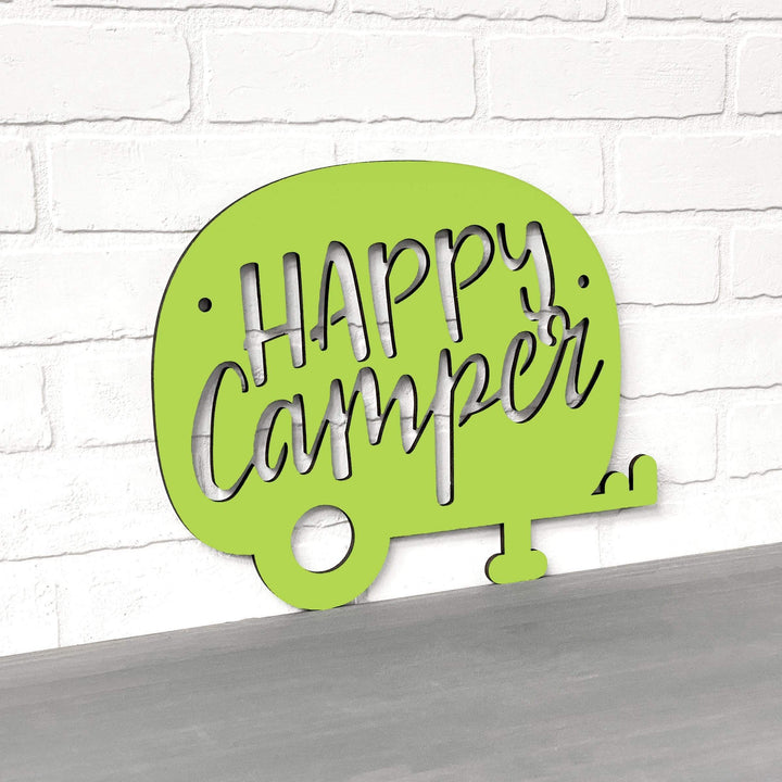 Spunky Fluff Proudly handmade in South Dakota, USA Small / Pear Green Happy Camper (Drop Font)