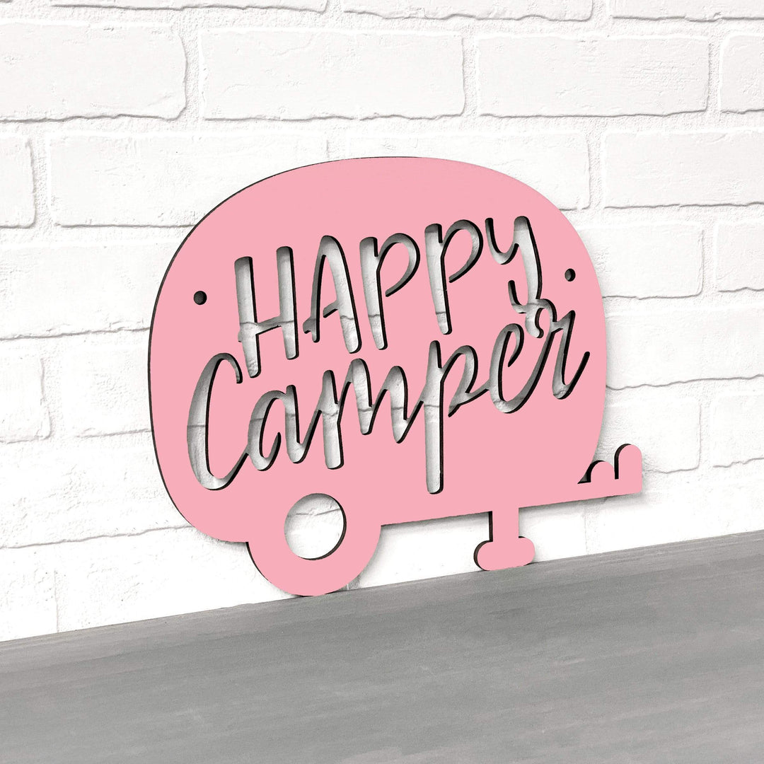 Spunky Fluff Proudly handmade in South Dakota, USA Small / Pink Happy Camper (Drop Font)