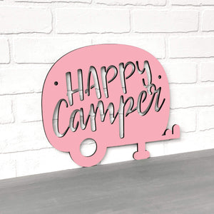 Spunky Fluff Proudly handmade in South Dakota, USA Small / Pink Happy Camper (Drop Font)