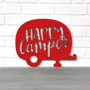 Spunky Fluff Proudly handmade in South Dakota, USA Small / Red Happy Camper (Drop Font)