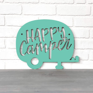 Spunky Fluff Proudly handmade in South Dakota, USA Small / Turquoise Happy Camper (Drop Font)