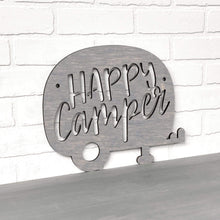 Load image into Gallery viewer, Spunky Fluff Proudly handmade in South Dakota, USA Small / Weathered Gray Happy Camper (Drop Font)
