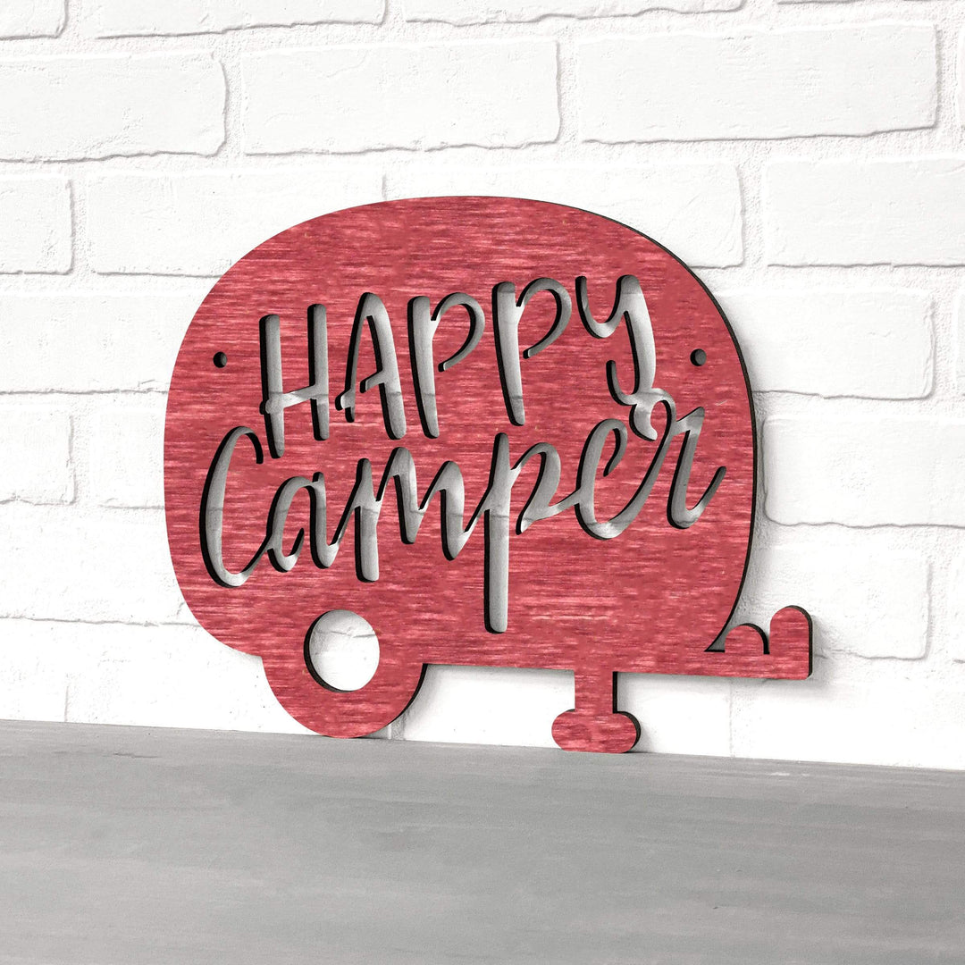 Spunky Fluff Proudly handmade in South Dakota, USA Small / Weathered Red Happy Camper (Drop Font)