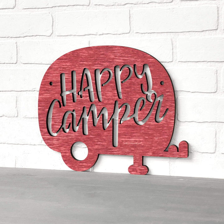 Spunky Fluff Proudly handmade in South Dakota, USA Small / Weathered Red Happy Camper (Drop Font)