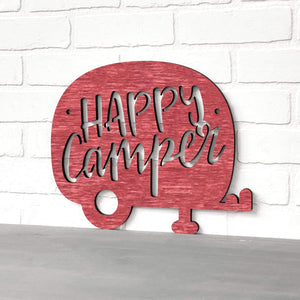 Spunky Fluff Proudly handmade in South Dakota, USA Small / Weathered Red Happy Camper (Drop Font)