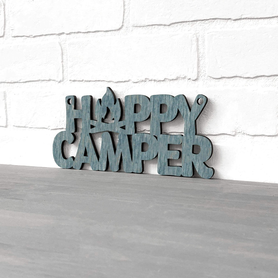 Spunky Fluff Proudly handmade in South Dakota, USA Small / Weathered Denim Happy Camper