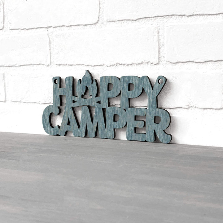 Spunky Fluff Proudly handmade in South Dakota, USA Small / Weathered Denim Happy Camper
