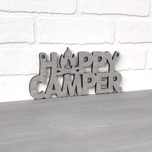 Load image into Gallery viewer, Spunky Fluff Proudly handmade in South Dakota, USA Small / Weathered Gray Happy Camper
